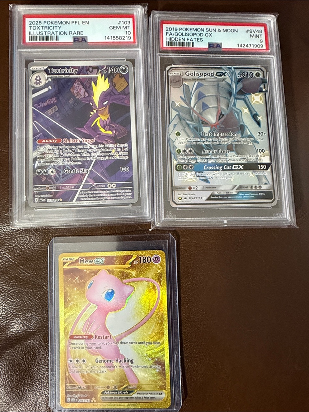 (Sold) PSA 10 toxtricity/ PSA 9 Golisopod GX/ Mew ex 205/165